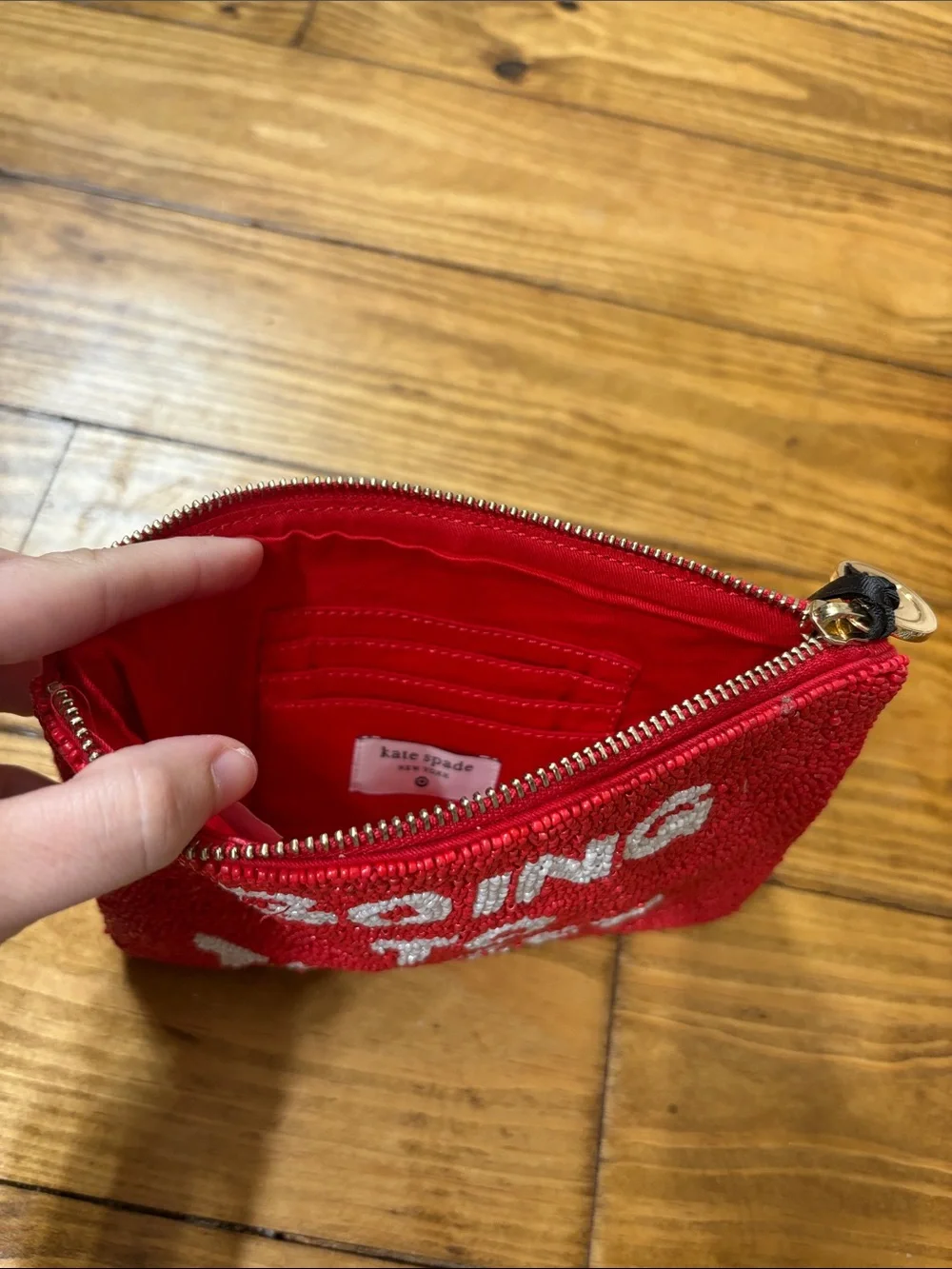 NWT Kate Spade New York Beaded Going to Target Zipper Pouch